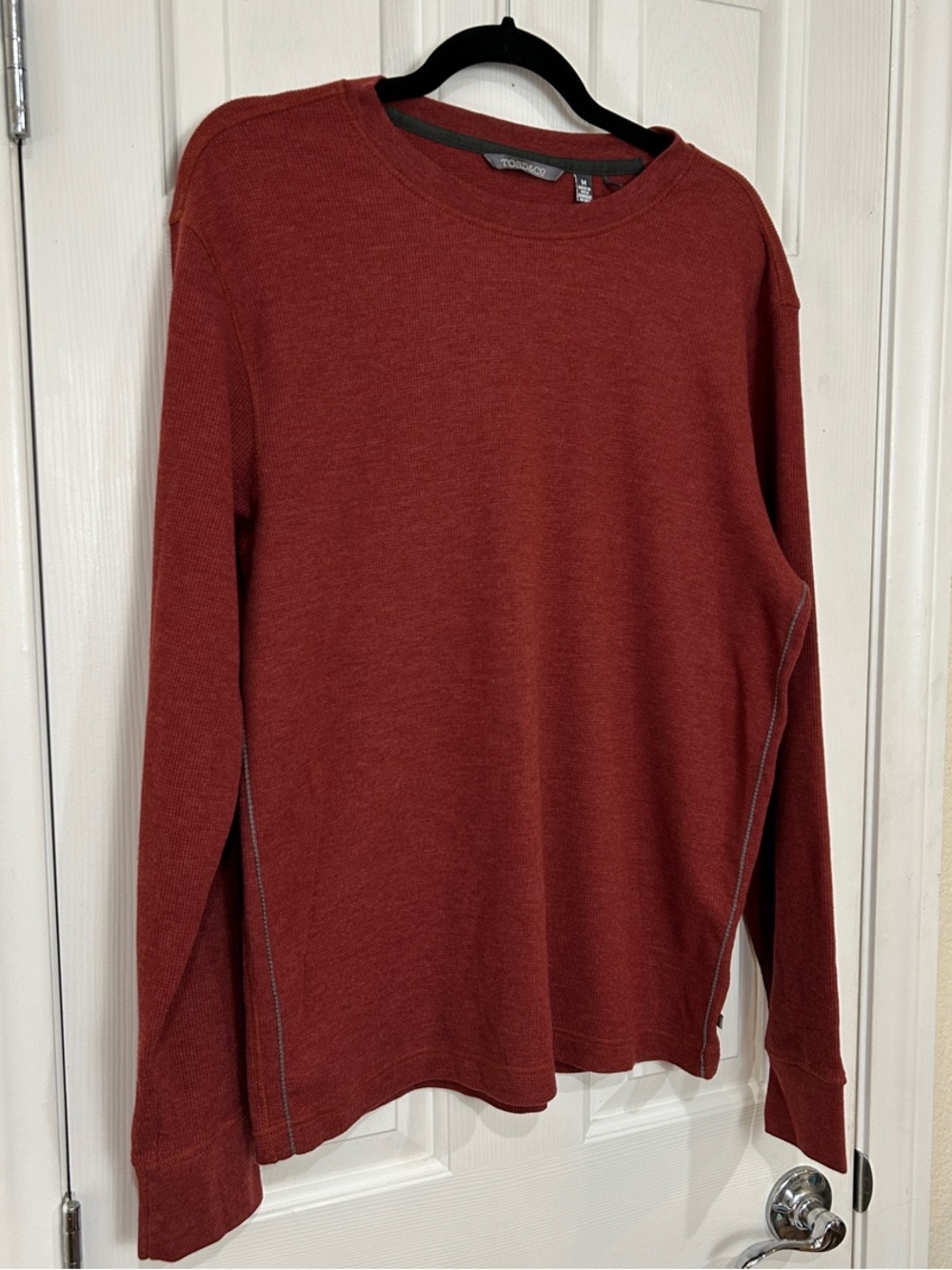 Toad&Co Framer LS Crew Rust Red Thermal Long Sleeve Shirt Medium Organic Cotton